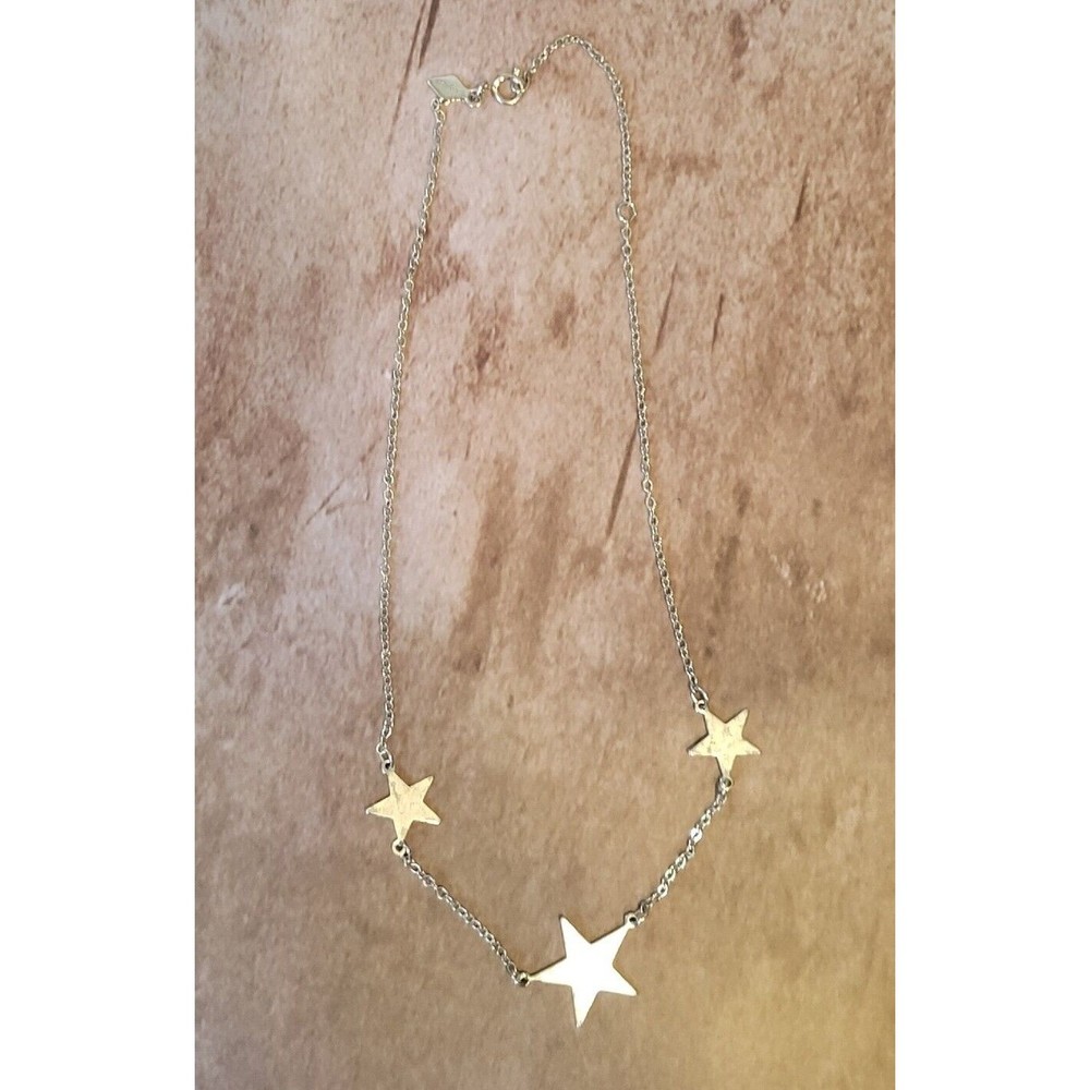 Dainty Vintage  Sarah Coventry Star Charms Faux Matte Hammered Look Necklace - Picture 2 of 5